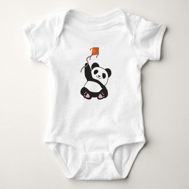 Panda with Kite Baby Bodysuit (Front)