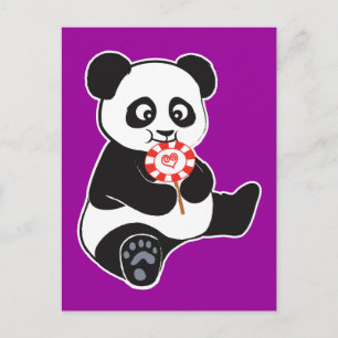 Panda with lollipop postcard