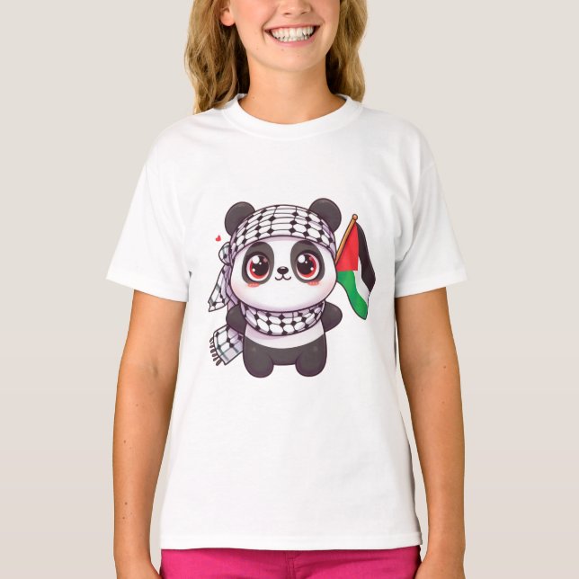Panda with Peace in Palestine T-Shirt (Front)