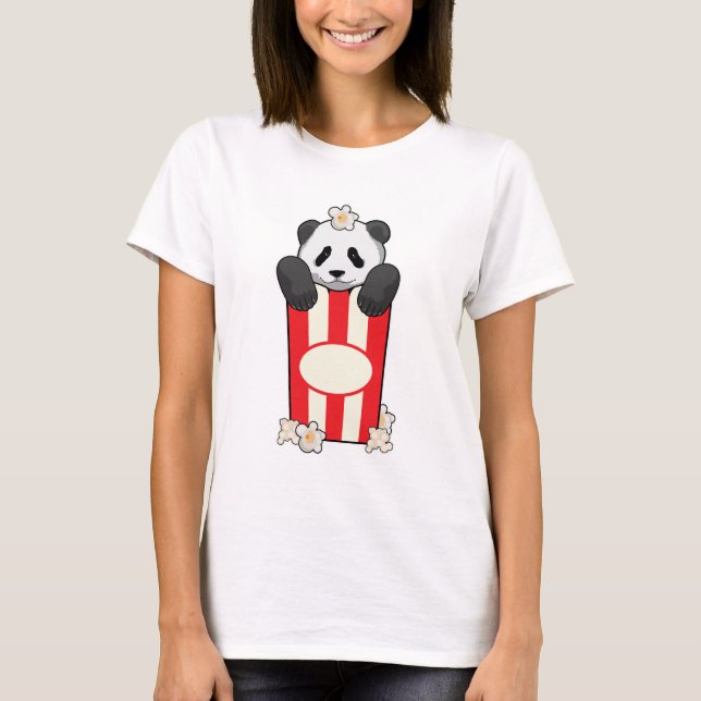 Panda with Popcorn T-Shirt (Front)