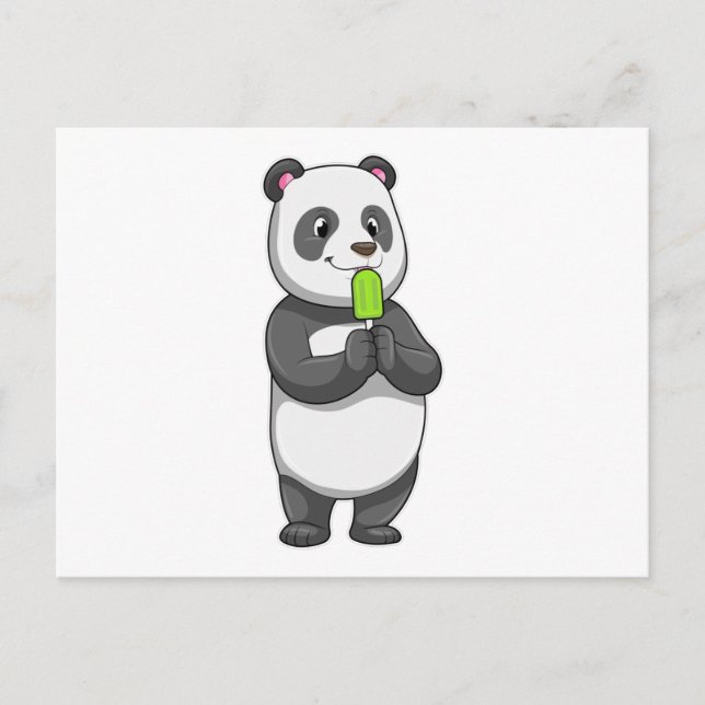 Panda with Popsicle Postcard (Front)