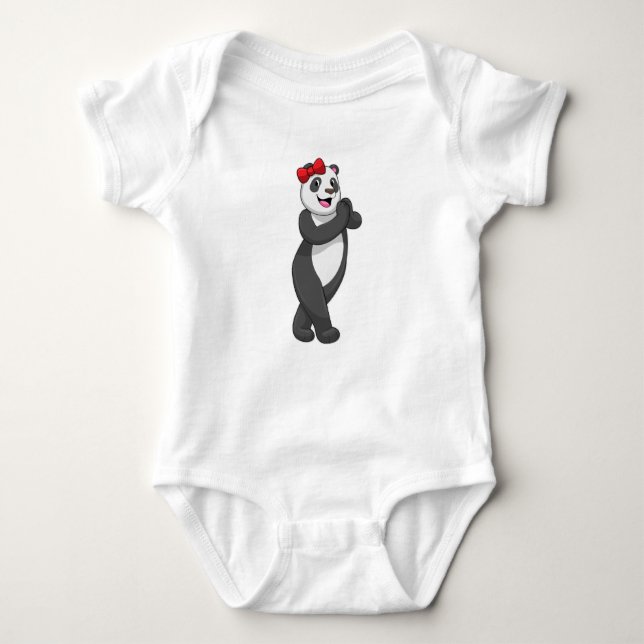 Panda with Ribbon Baby Bodysuit (Front)