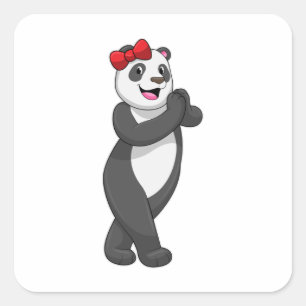 Panda with Ribbon Square Sticker