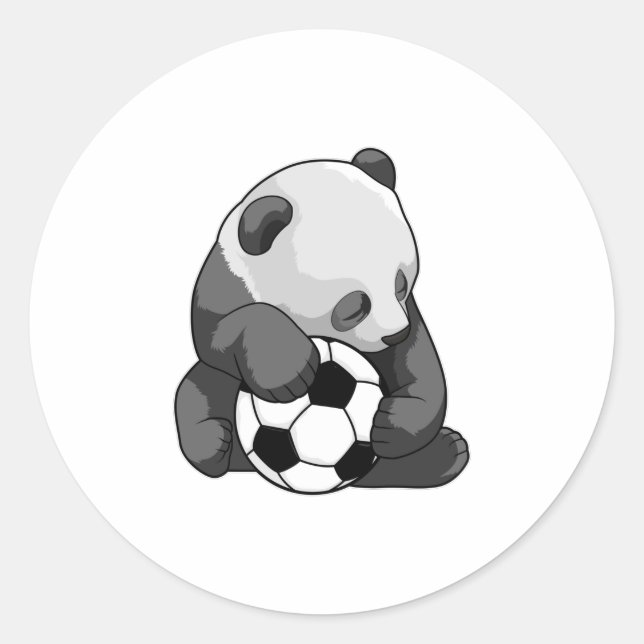 Panda with Soccer ball Classic Round Sticker (Front)