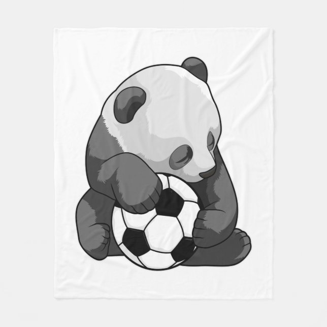 Panda with Soccer ball Fleece Blanket (Front)