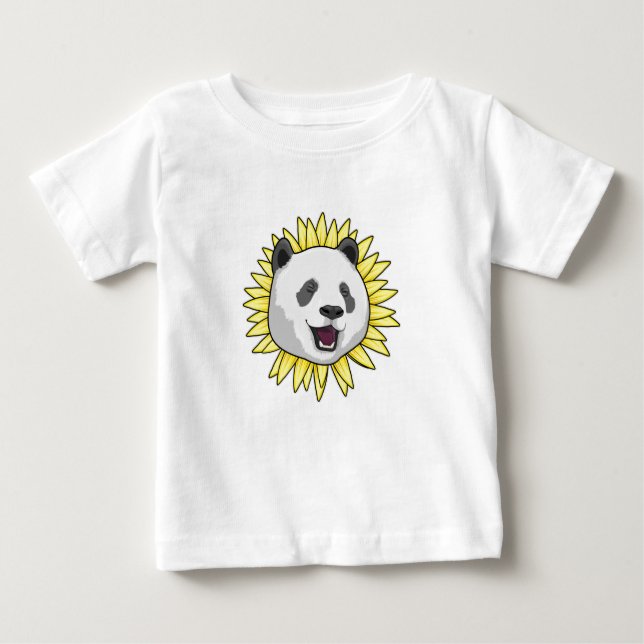 Panda with Sunflower Baby T-Shirt (Front)
