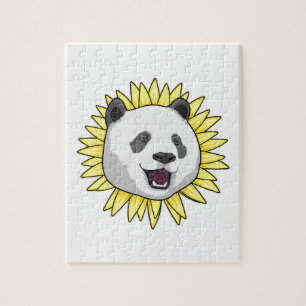 Panda with Sunflower Jigsaw Puzzle