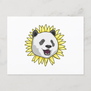 Panda with Sunflower Postcard