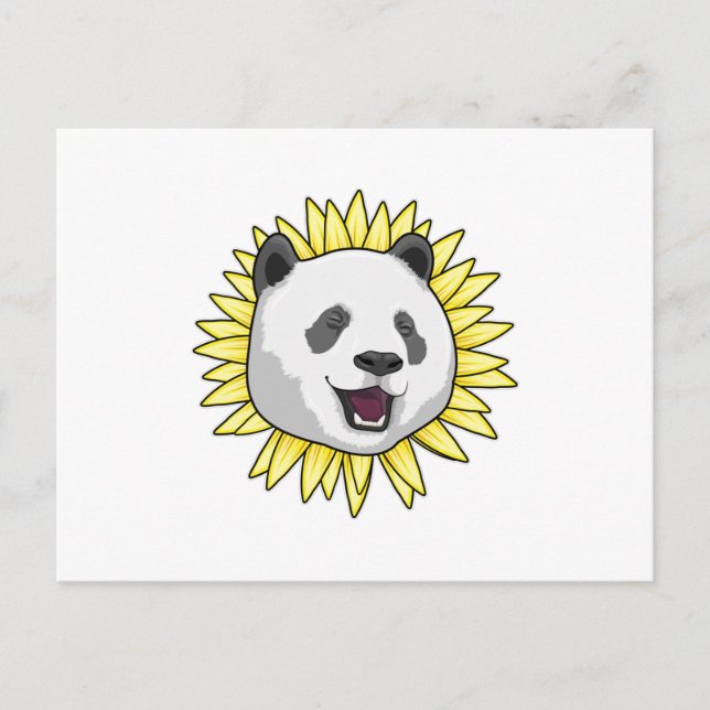 Panda with Sunflower Postcard (Front)