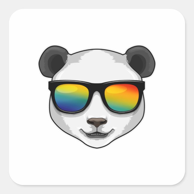 Panda with Sunglasses Square Sticker (Front)