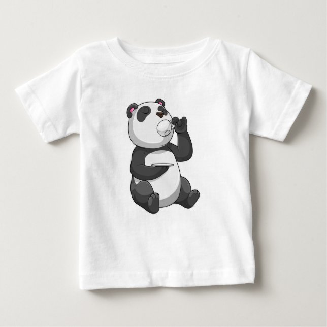 Panda with Tea Cup Baby T-Shirt (Front)
