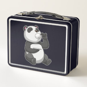 Panda with Tea Cup Metal Lunch Box