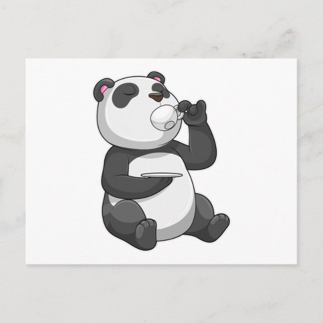 Panda with Tea Cup Postcard (Front)