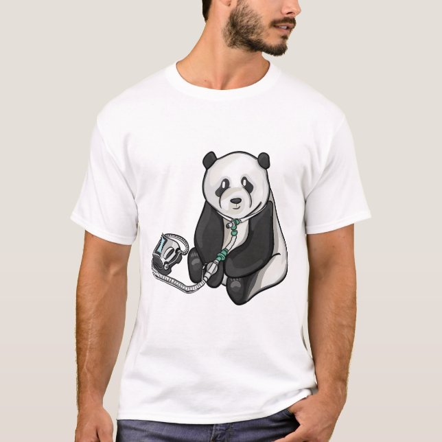 Panda With Trach And Ventilator  T-Shirt (Front)