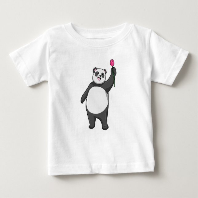 Panda with Tulip Baby T-Shirt (Front)