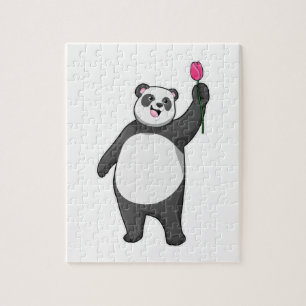 Panda with Tulip Jigsaw Puzzle