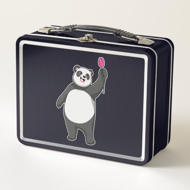 Panda with Tulip Metal Lunch Box (Front)