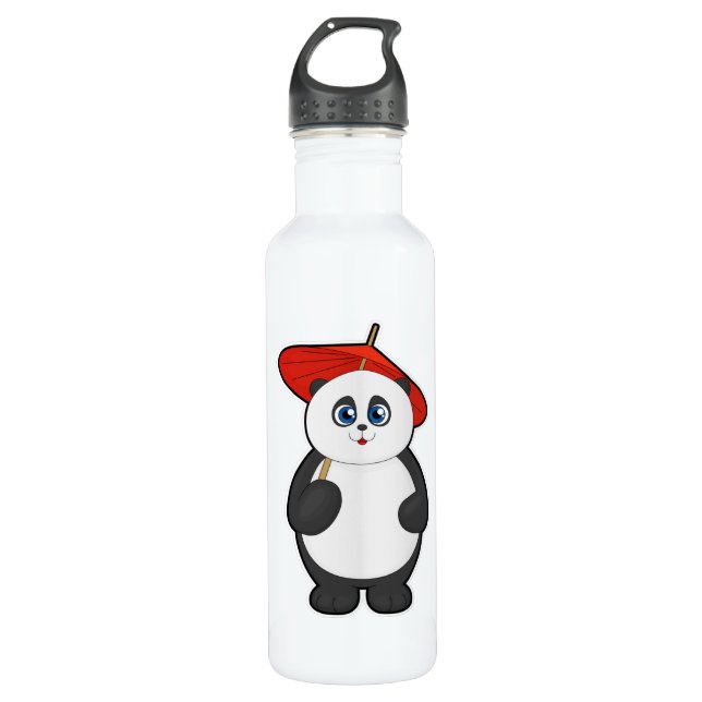 Panda with Umbrella 710 Ml Water Bottle (Front)