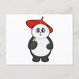 Panda with Umbrella Postcard
