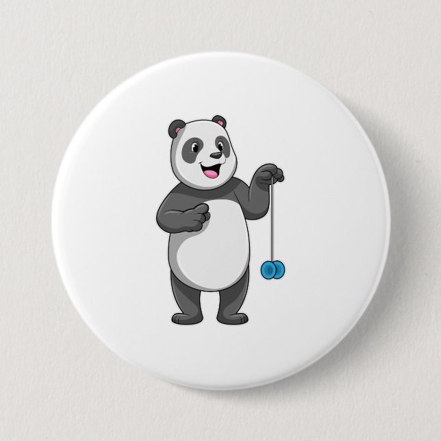 Panda with Yo-yo 7.5 Cm Round Badge (Front)