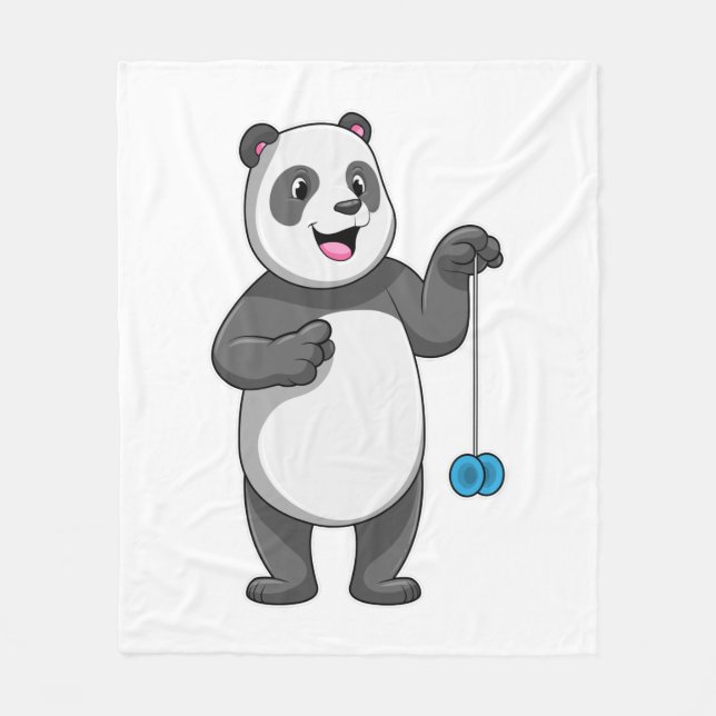 Panda with Yo-yo Fleece Blanket (Front)