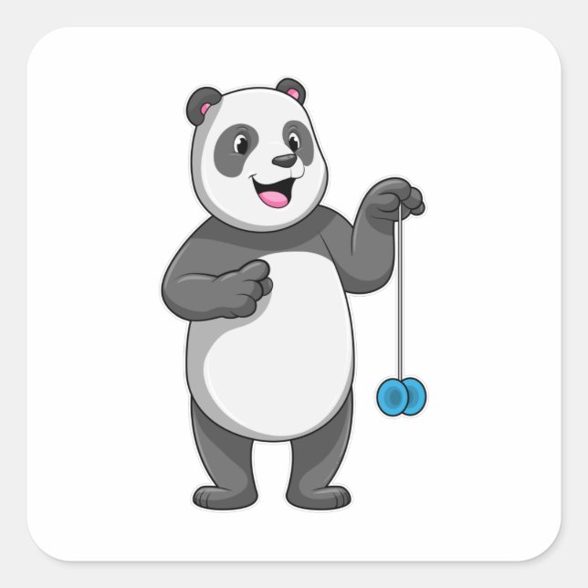 Panda with Yo-yo Square Sticker (Front)