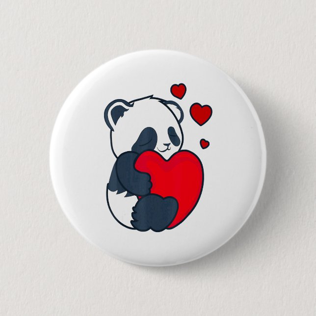Panda Women Valentines Day Girlfriend Heart  6 Cm Round Badge (Front)