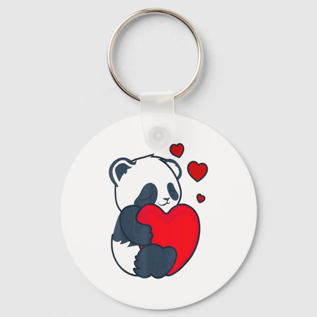 Panda Women Valentines Day Girlfriend Heart  Key Ring (Front)