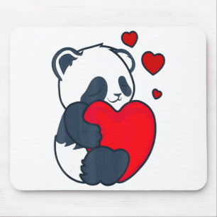 Panda Women Valentines Day Girlfriend Heart  Mouse Pad