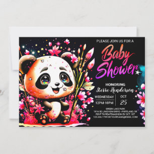 Panda Wonderland Sweet Pink Girl Baby Shower Invitation
