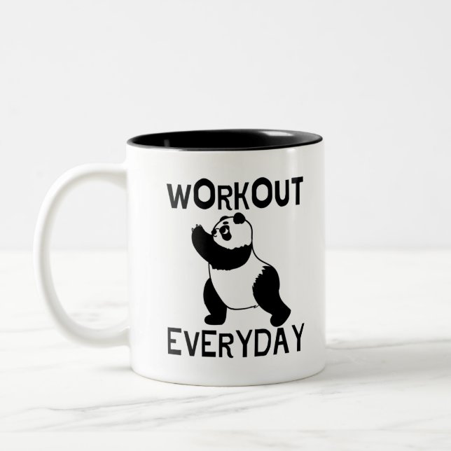 Panda Workout Gym Two-Tone Coffee Mug (Left)