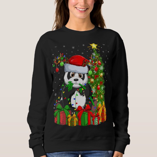 Panda   Xmas Holiday Santa Panda Christmas Tree Sweatshirt (Front)
