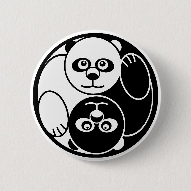 Panda Yin Yang 6 Cm Round Badge (Front)