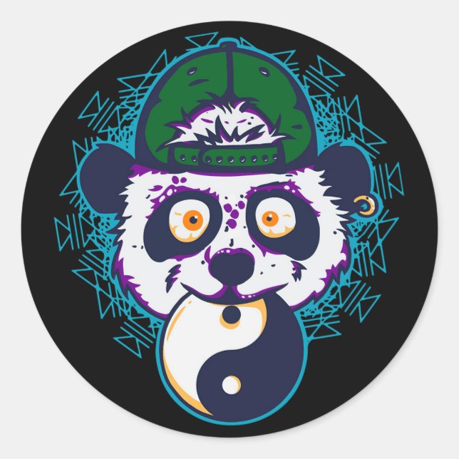 PANDA YIN YANG CLASSIC ROUND STICKER (Front)