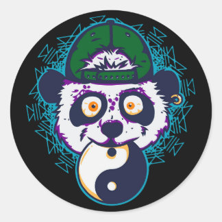 PANDA YIN YANG CLASSIC ROUND STICKER