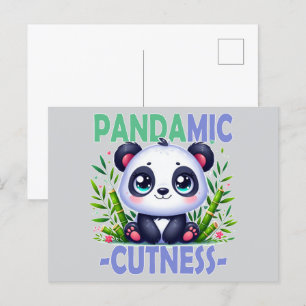 Pandamic Cuteness pun. Cute baby Panda cartoon Postcard