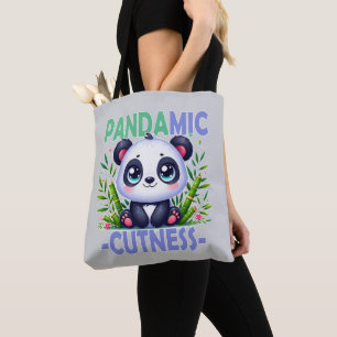 Pandamic Cuteness pun. Cute baby Panda cartoon Tote Bag