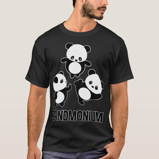Pandamonium TShirt  Funny Panda Bear Pun Tee (Front)
