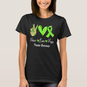 Pandas Awareness Peace Love Hope Lime Green Ribbon T-Shirt