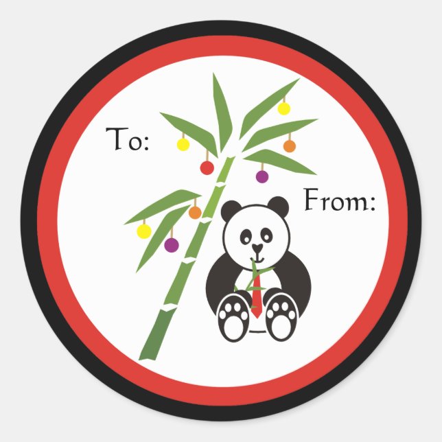 Panda's Christmas Meal! Classic Round Sticker (Front)