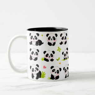 Pandas Design On Two-Tone Coffee Mug