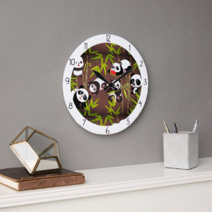 pandas family large clock