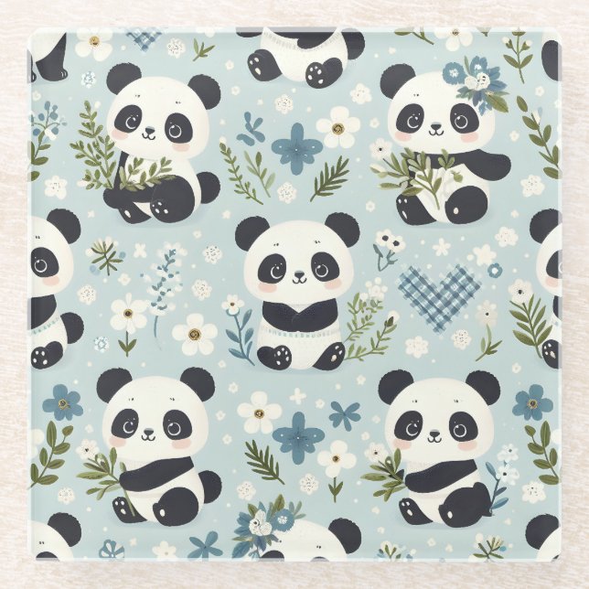 Pandas Glass Coaster (Front)