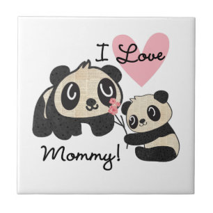 Pandas I Love Mummy Ceramic Tile