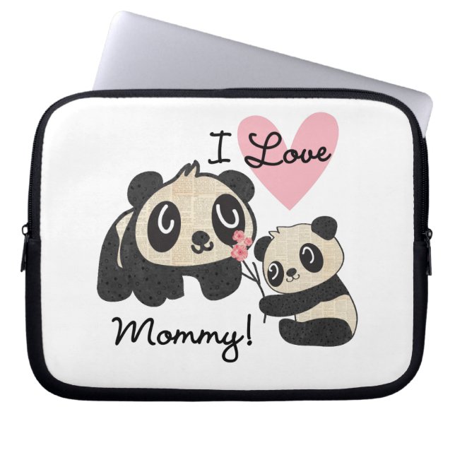 Pandas I Love Mummy Laptop Sleeve (Front)