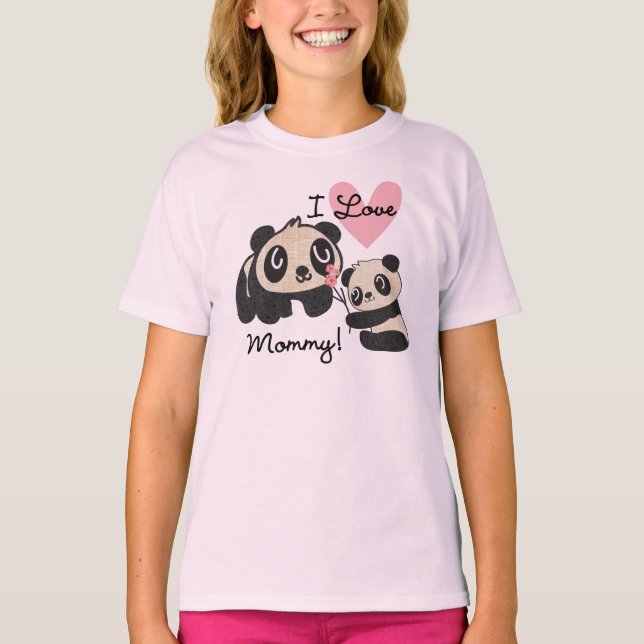 Pandas I Love Mummy T-Shirt (Front)