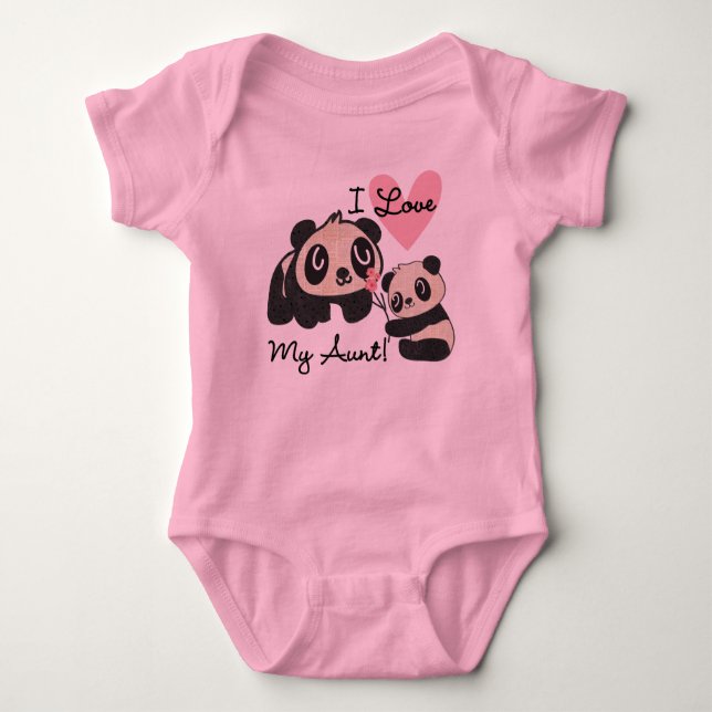 Pandas I Love My Aunt Baby Bodysuit (Front)