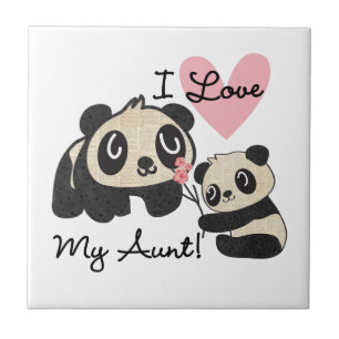 Pandas I Love My Aunt Ceramic Tile