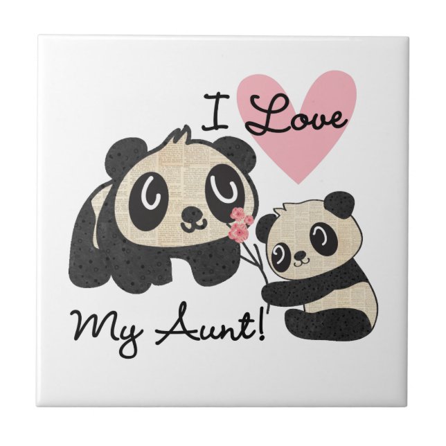 Pandas I Love My Aunt Ceramic Tile (Front)