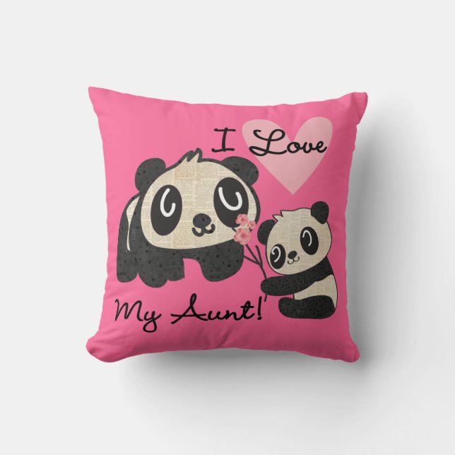 Pandas I Love My Aunt Cushion (Front)